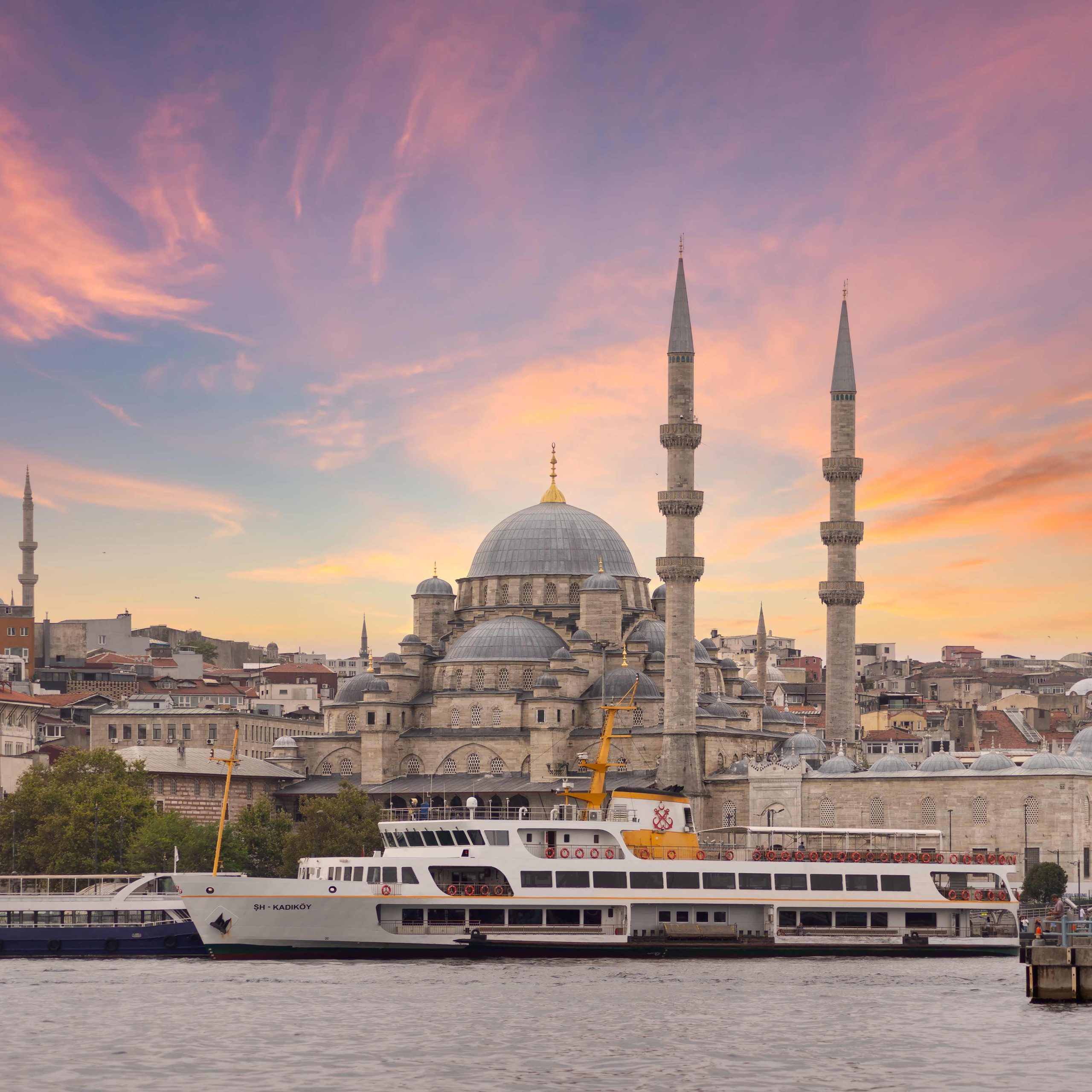 Istanbul City View From Galata Bridge At Eminonu Overlooking The Golden Horn With Ferries, Ferry Ter